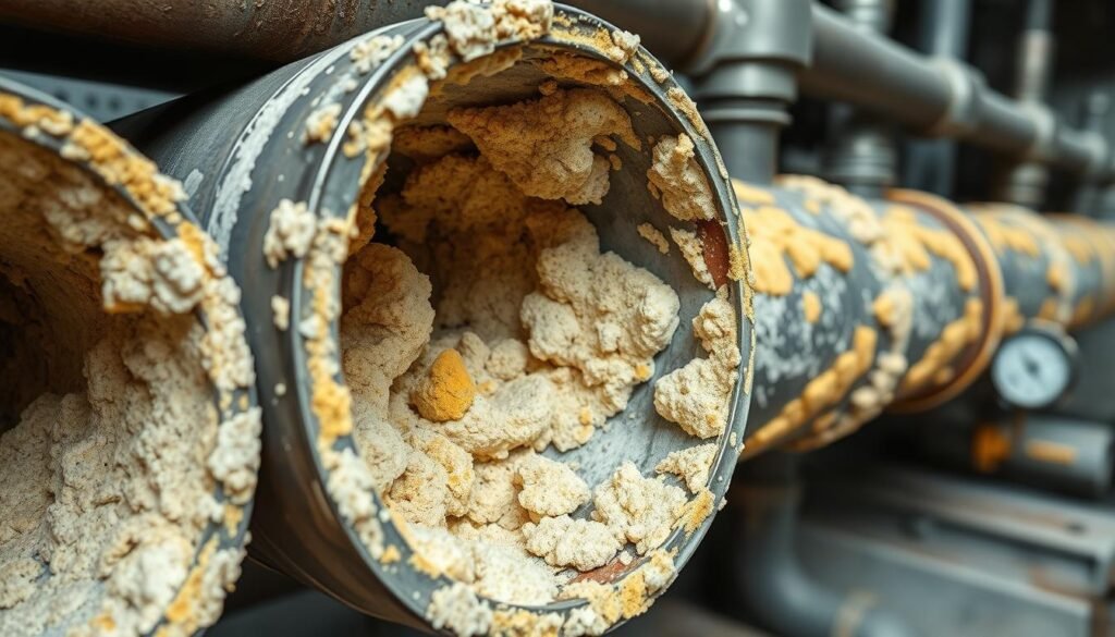 Kalkablagerungen in Rohren durch Calciumcarbonat